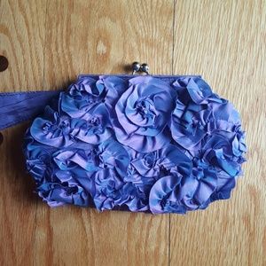 Purple Floral Clutch with Wriststrap